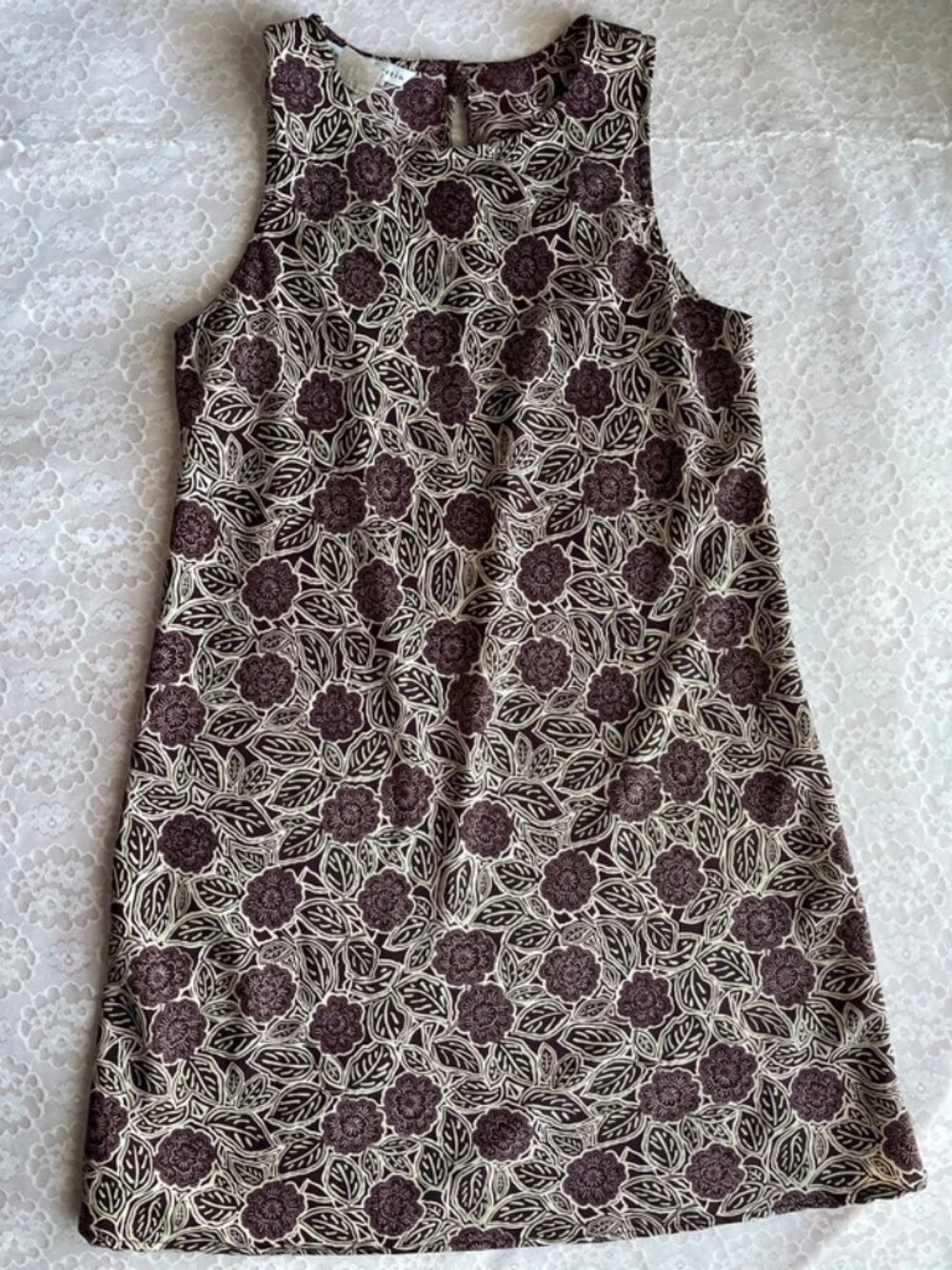 floral beige burgundy midi dress
